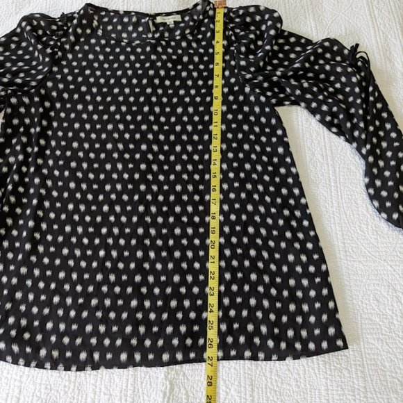 Max Studio Black White Print Popover Blouse - Size Large - Picture 10 of 10